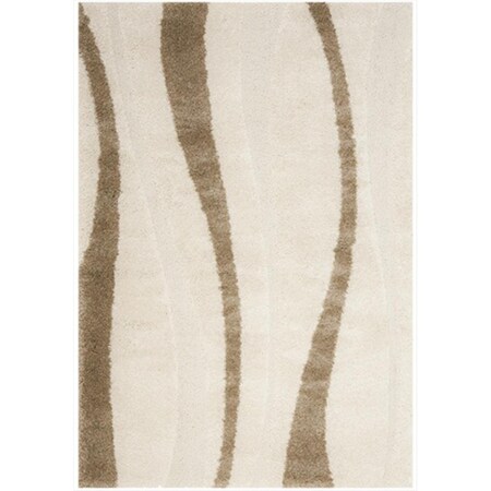 Safavieh 5 ft. 3 in. x 7 ft. 6 in. Medium Rectangle Cream and Dark Brown Florida Shag Rug SG451-1128-5